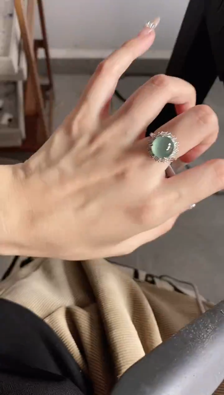 银S925镶嵌戒指翡翠51511