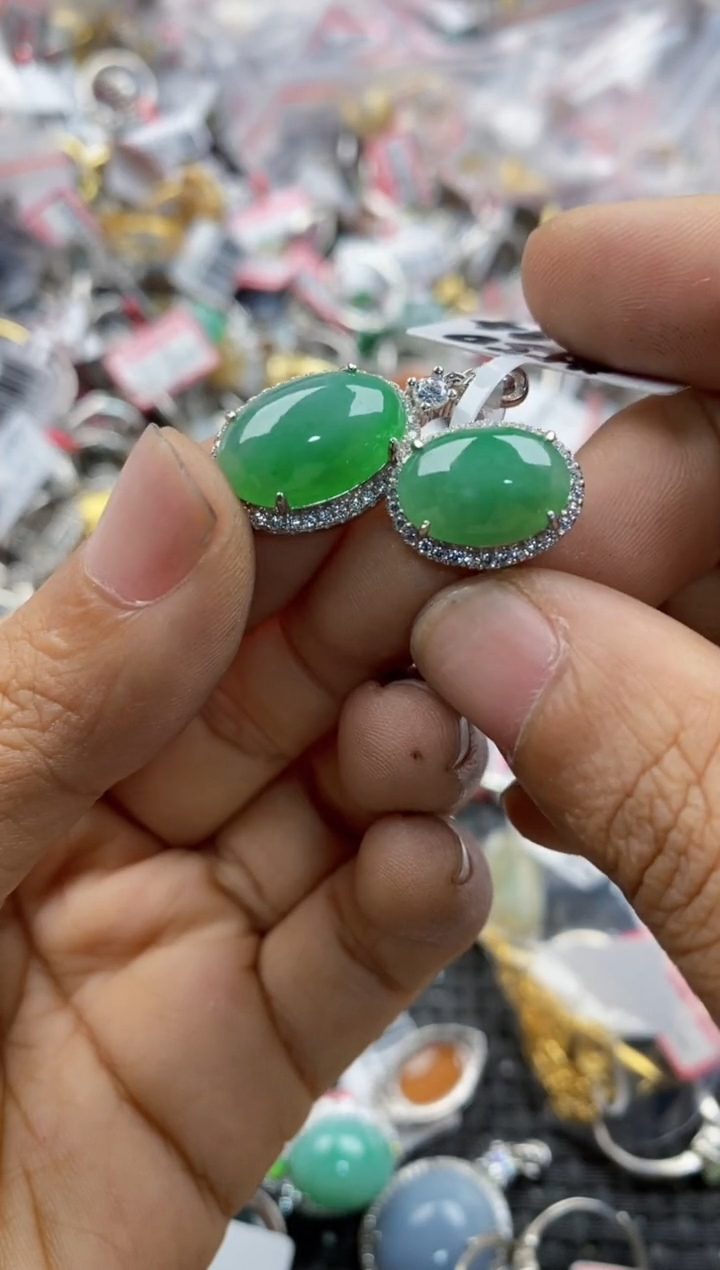 银S925镶嵌戒指翡翠11               7