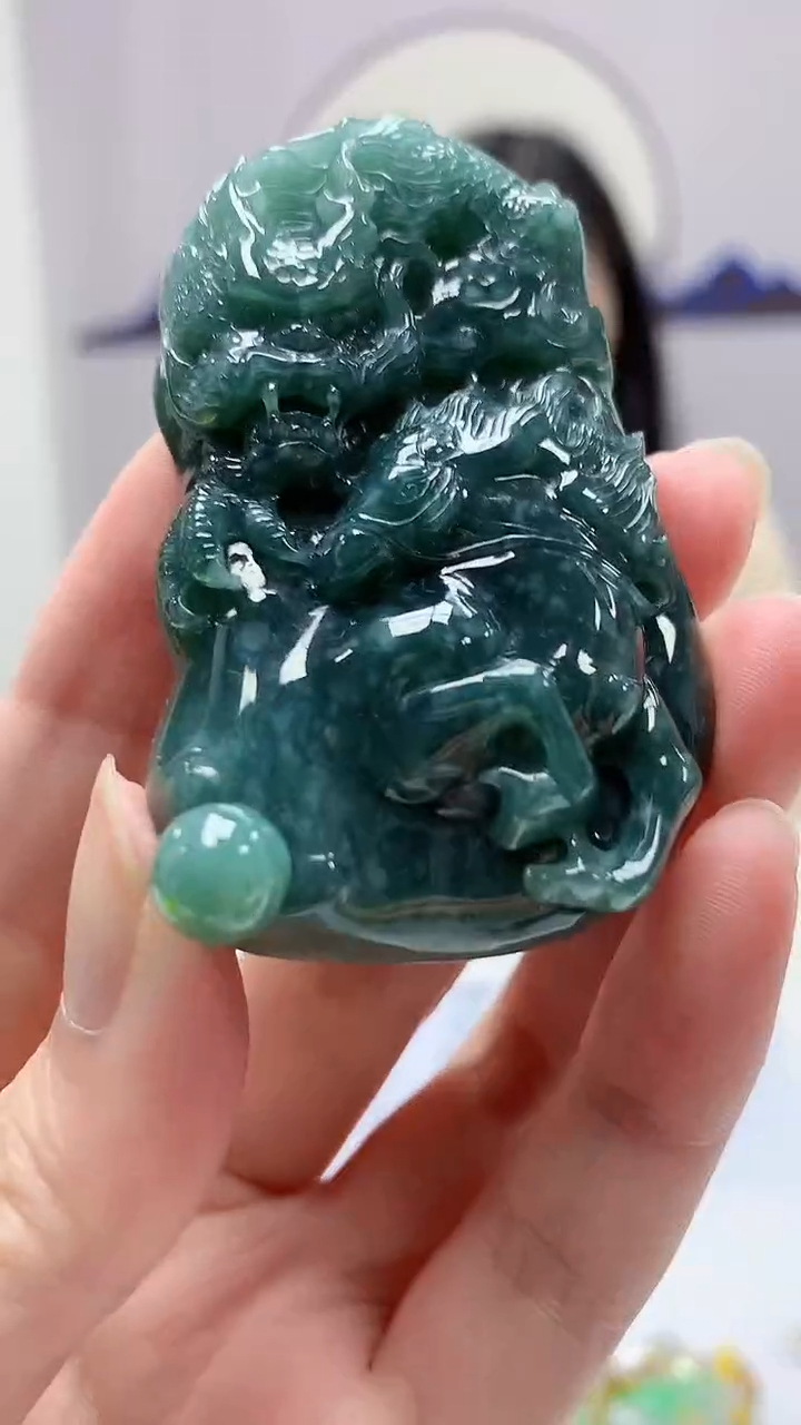 【闪购商品】定制翡翠未镶嵌0405zm-毛货挂件9龙牌