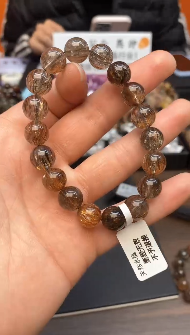 【闪购商品】水晶手链未镶嵌64 黑金超七11mm