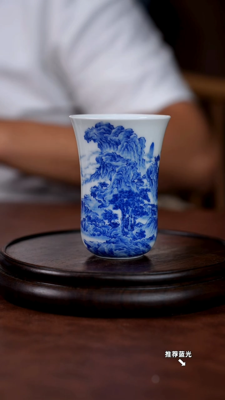 山水主人杯手工手绘