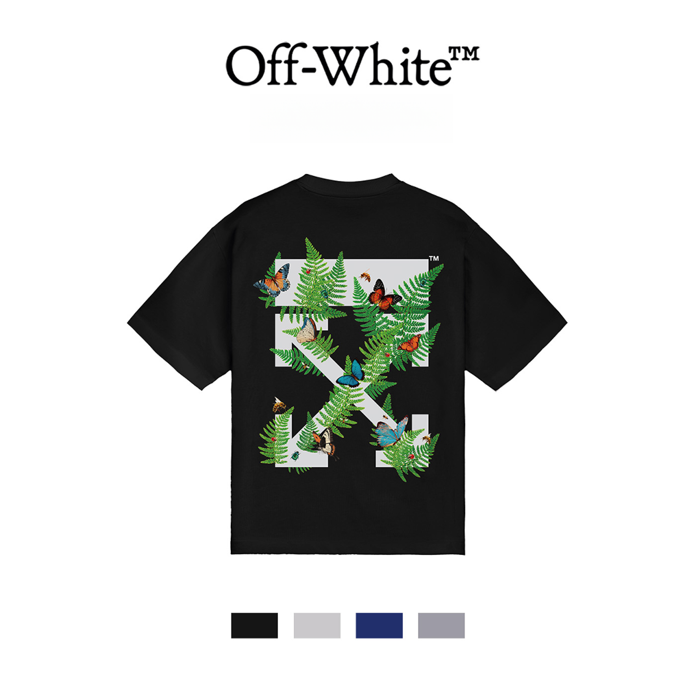 OFF-WHITESS26彩蝶街头潮流绿植印花休闲短袖T恤OFFTE10ISEAMR