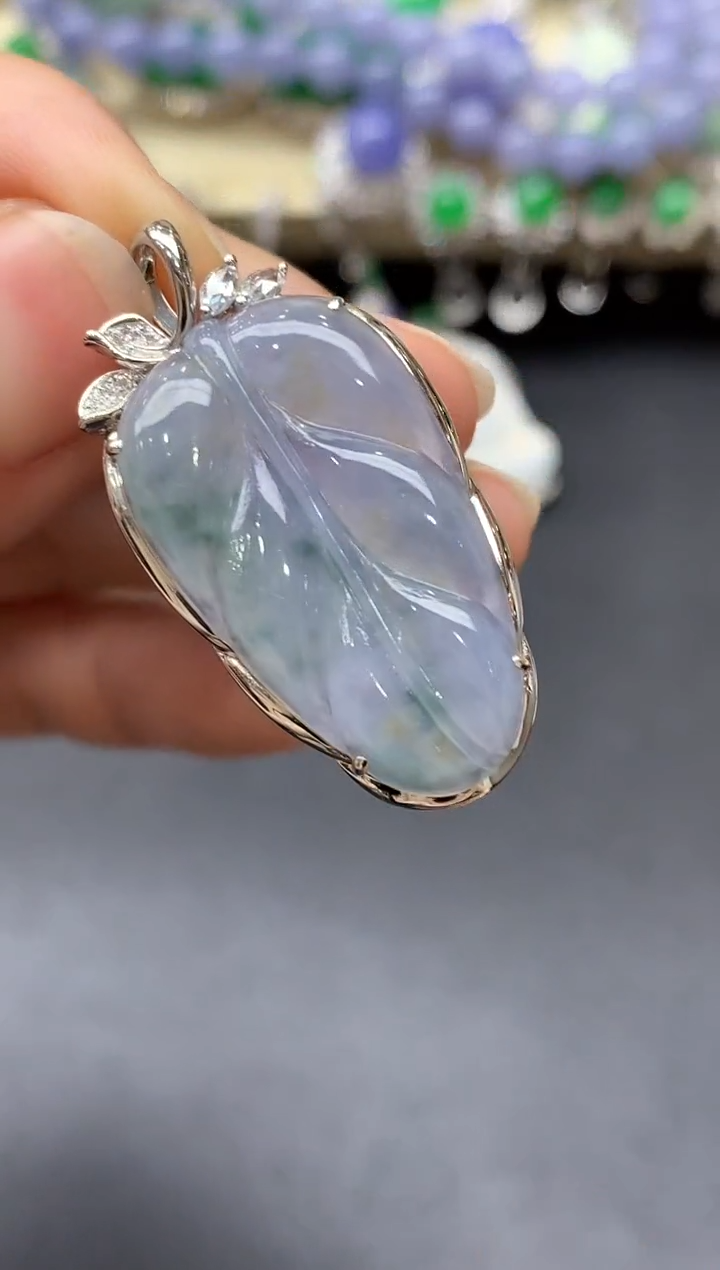 颈饰18K金镶嵌翡翠341-中国好珍宝