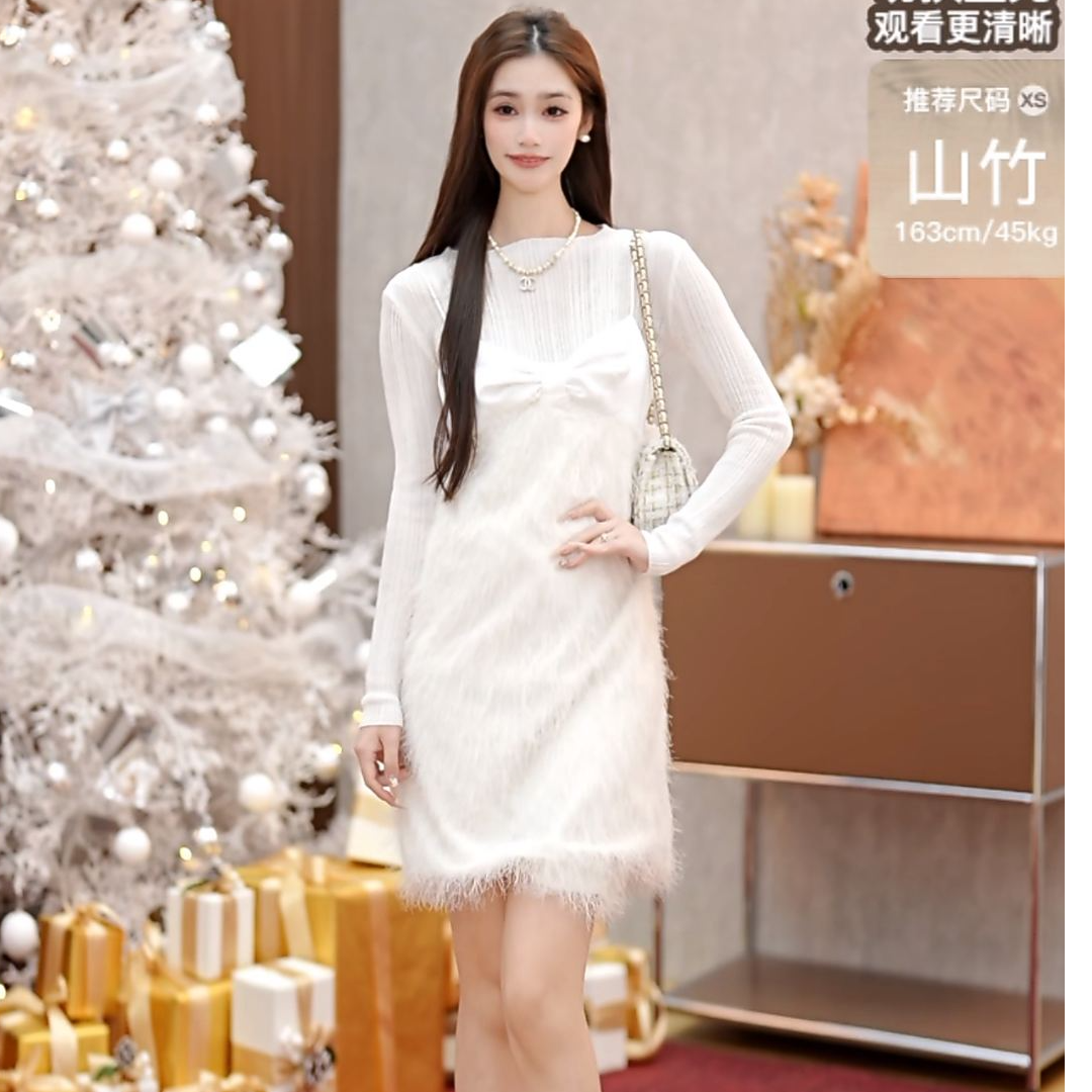 秋季宽松气质小众套装针织连衣裙纯欲慵懒风女装|124107012