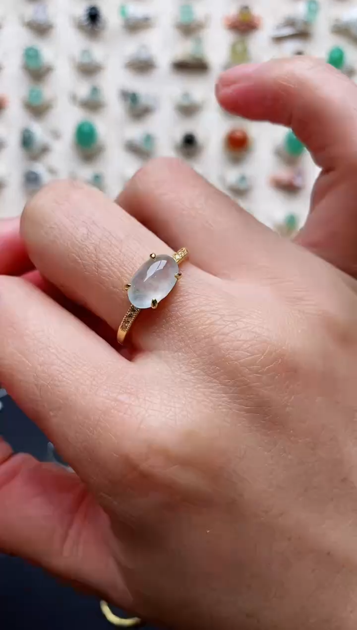 【闪购商品】翡翠戒指银S925镶嵌天然翡翠111  8+