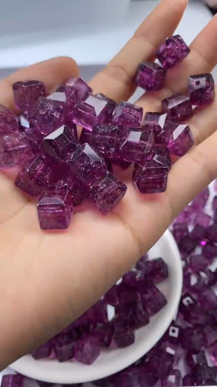 颈饰未镶嵌水晶W3180-乌梅紫色碧玺方糖*10颗