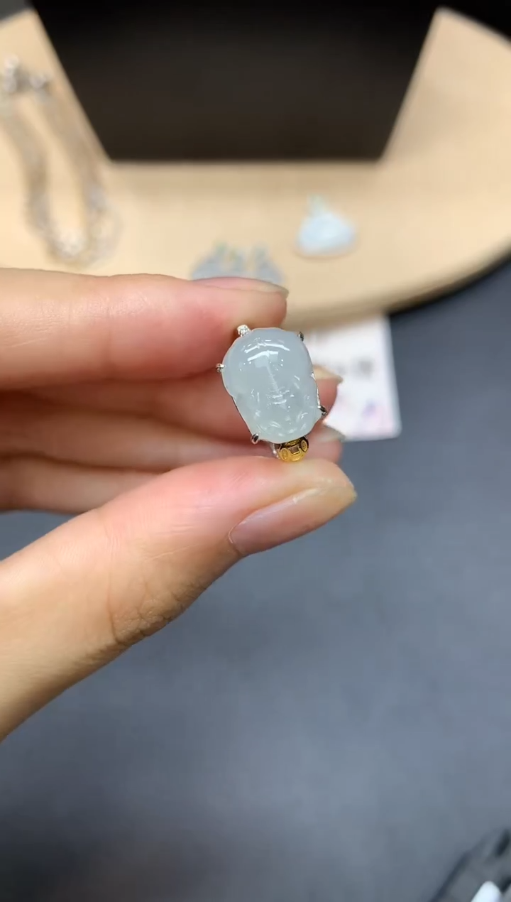 【闪购商品】翡翠戒指银S925镶嵌貔貅【多样性发其一】