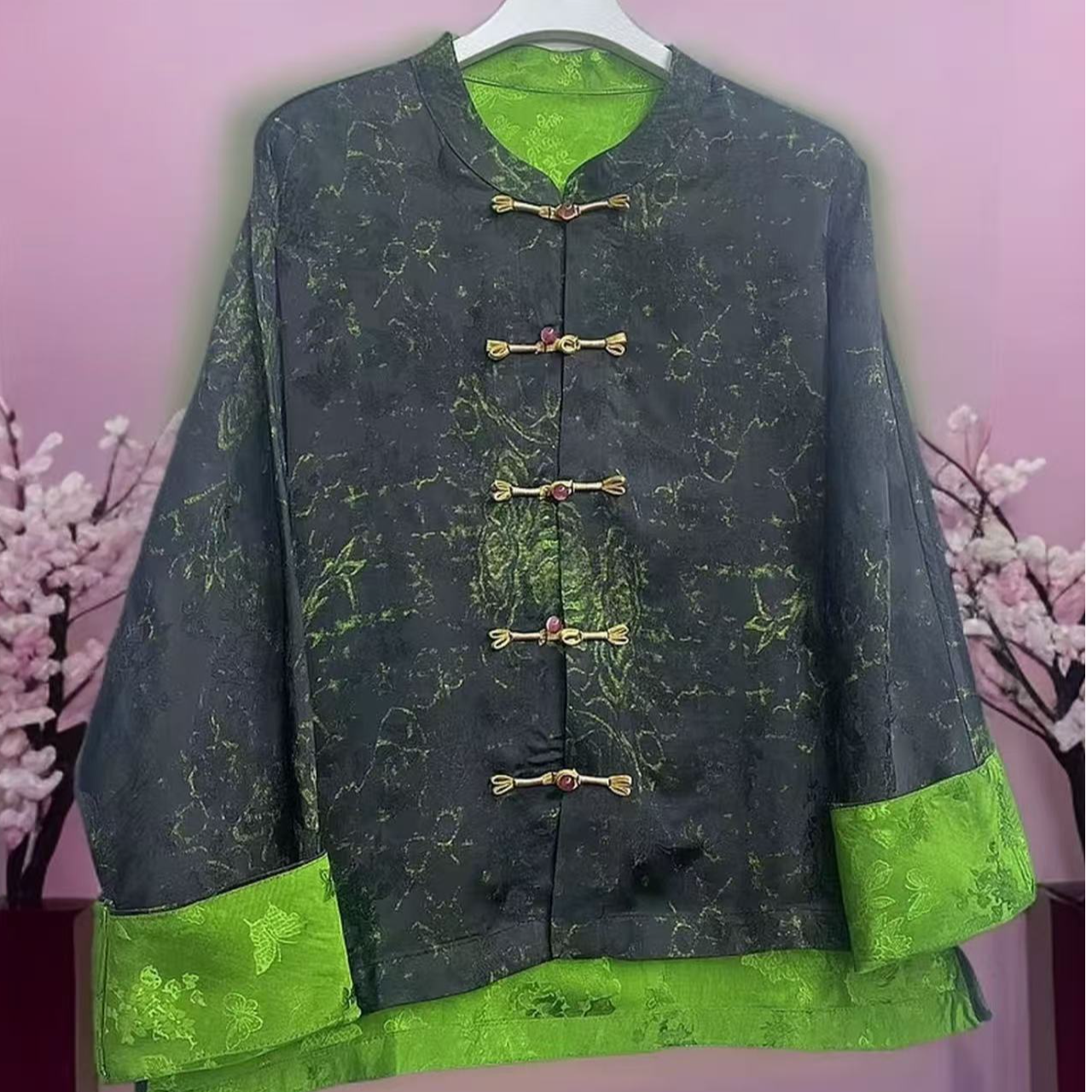 【扎染】国风新中式老料气质时尚女装提花立领复古上衣外套50短款