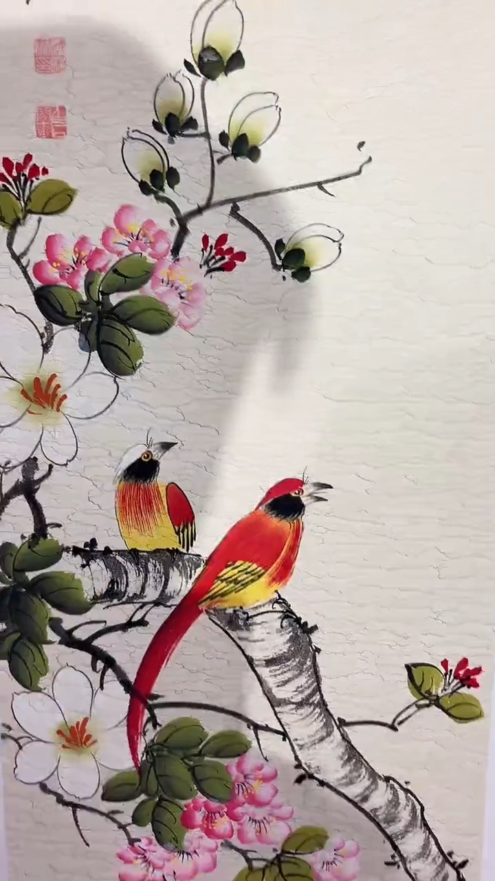 国画工笔花鸟四条屏/雷畅胜