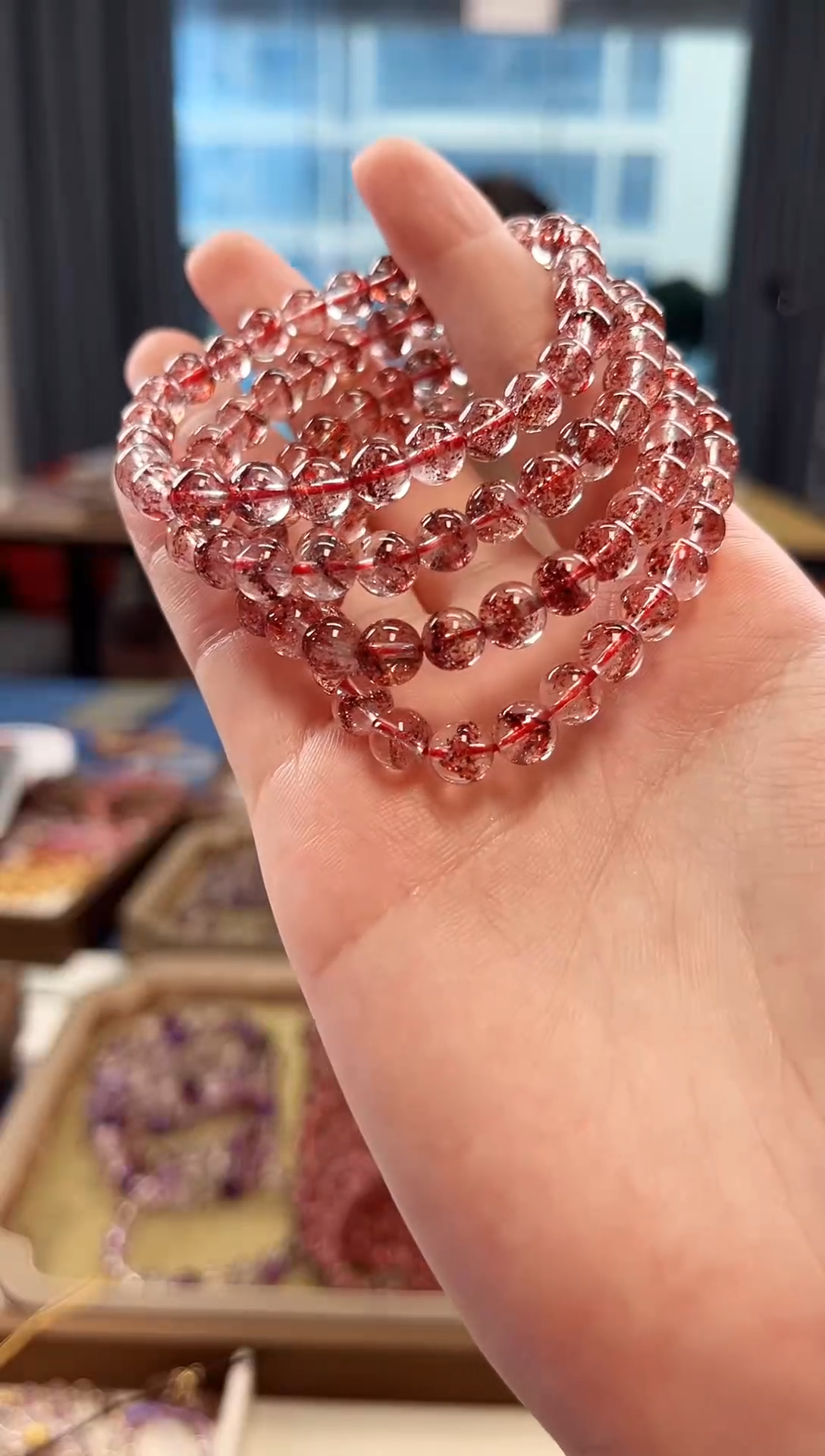 未镶嵌手串水晶金草莓超七单圈手串6mm【多样性发一】