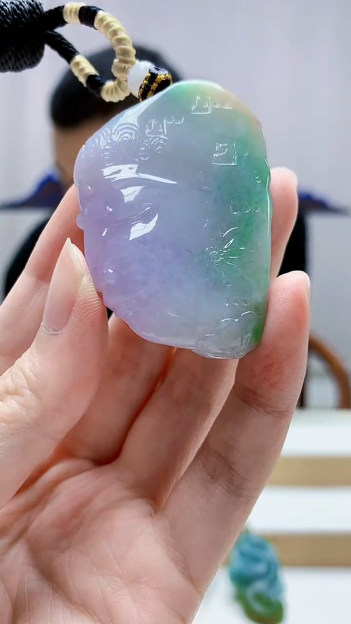 未镶嵌定制翡翠4898zm-毛货挂件124佛观天下