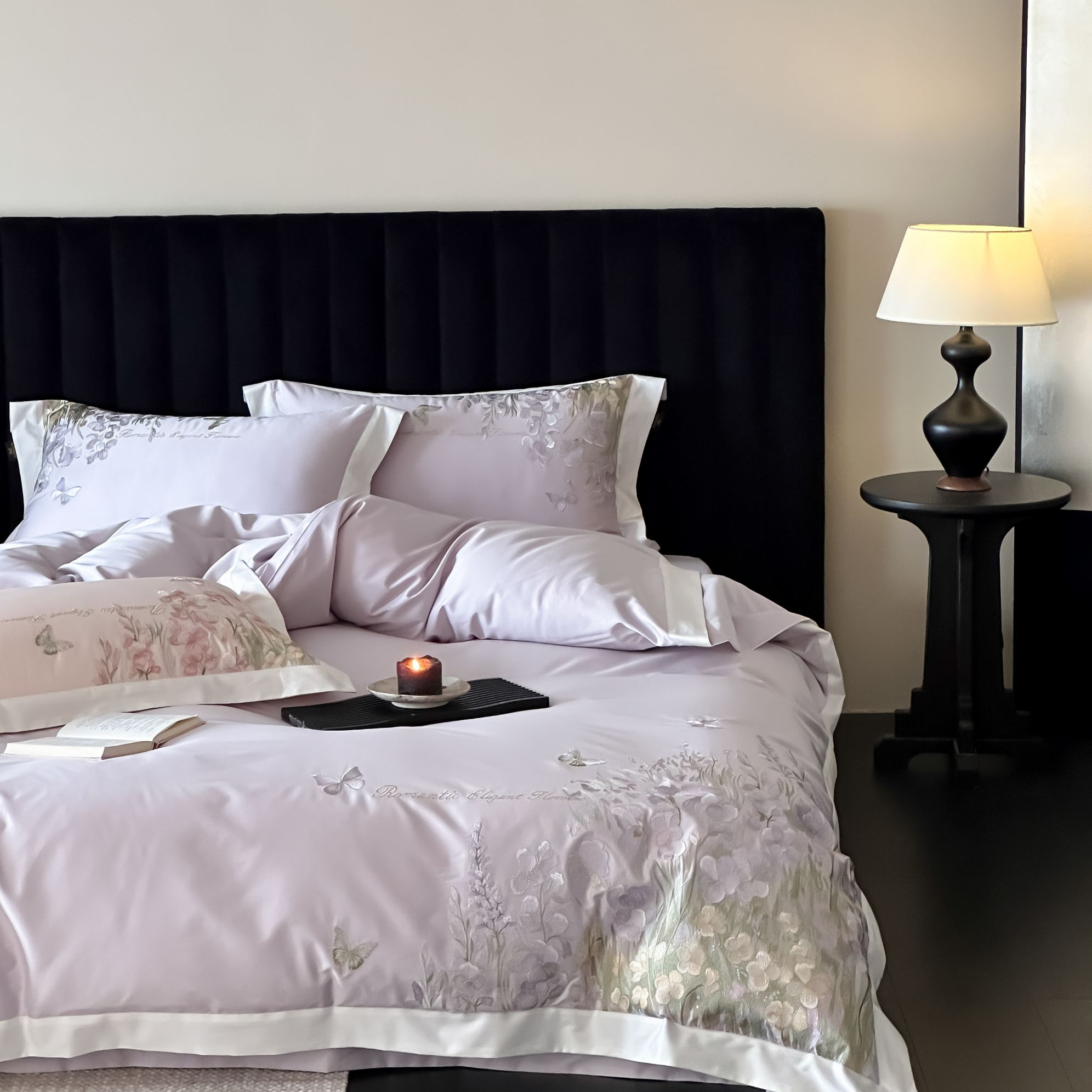 铂菁长绒棉系列款精致刺绣款四件套床品-鸢尾花