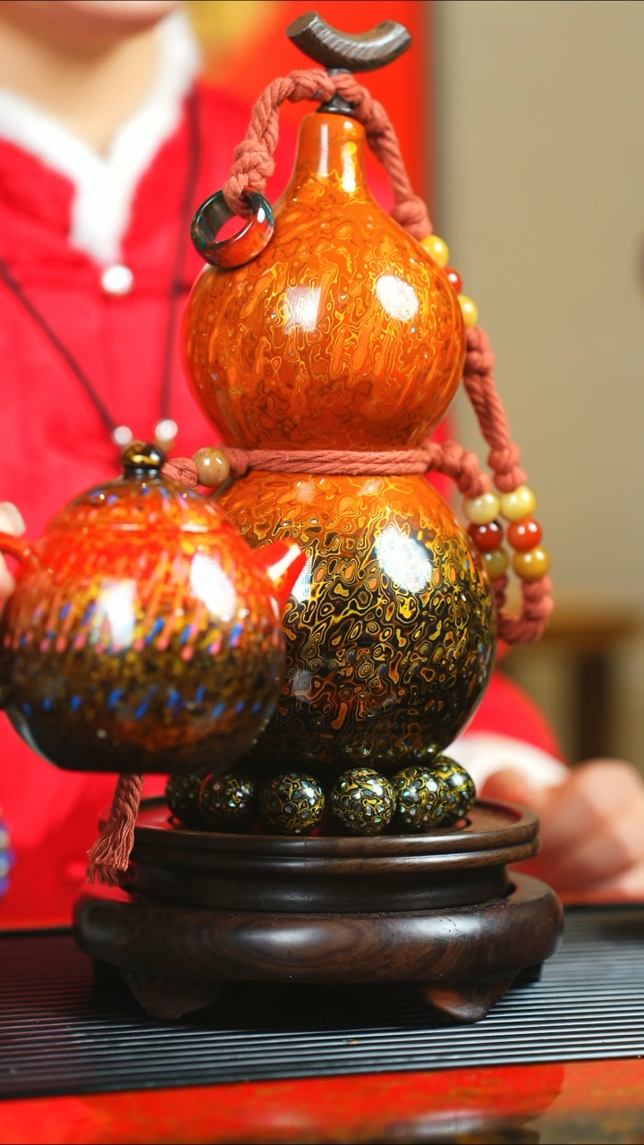 【闪购商品】JE053过年首选非遗大漆酒葫芦带龙蛋壶