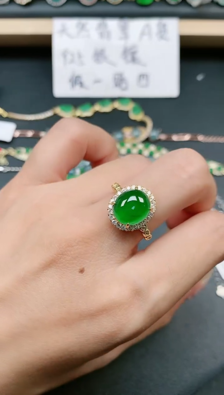 翡翠戒指银S925镶嵌111111