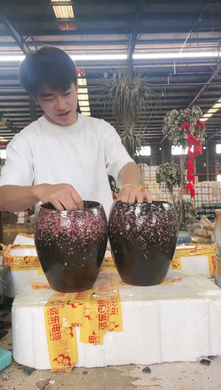宜兴紫砂粗陶花盆15*20