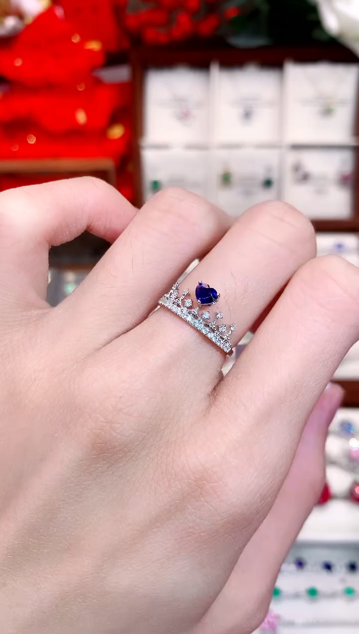 【闪购商品】蓝宝石戒指18K金镶嵌0.36ct/天然宝石/七天无理由