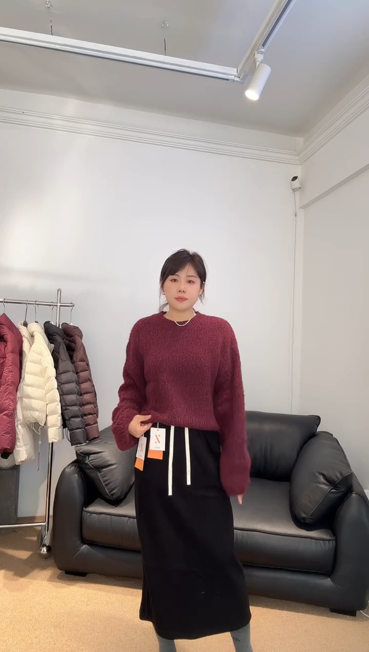 大毛衣酒红色1109