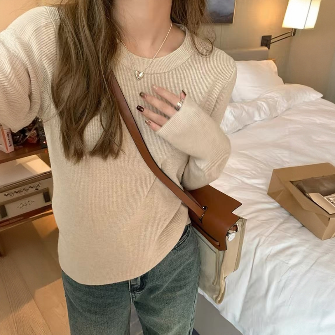 【安迪绒240克重】2025针织打底衫秋季简约圆领套头内搭长袖上衣