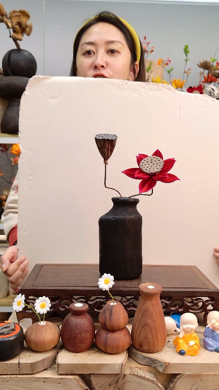 木实木花瓶配花一套