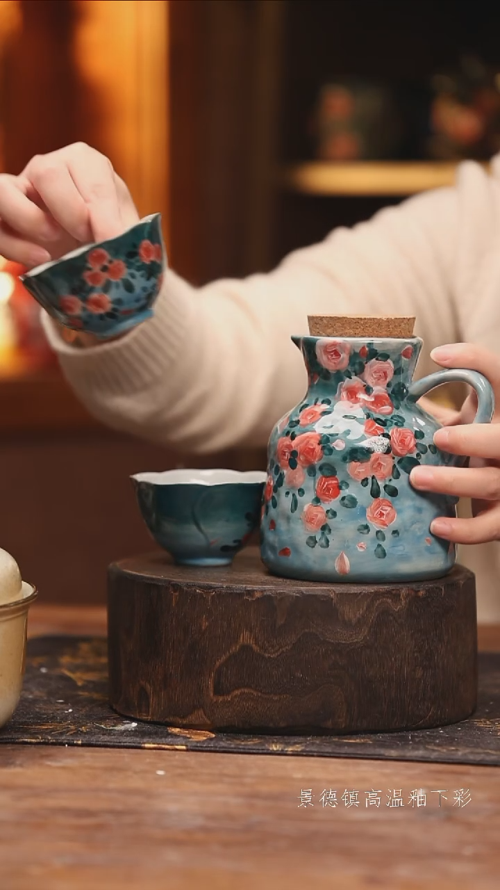 陶瓷景德镇高温釉下手绘陶瓷@L748@