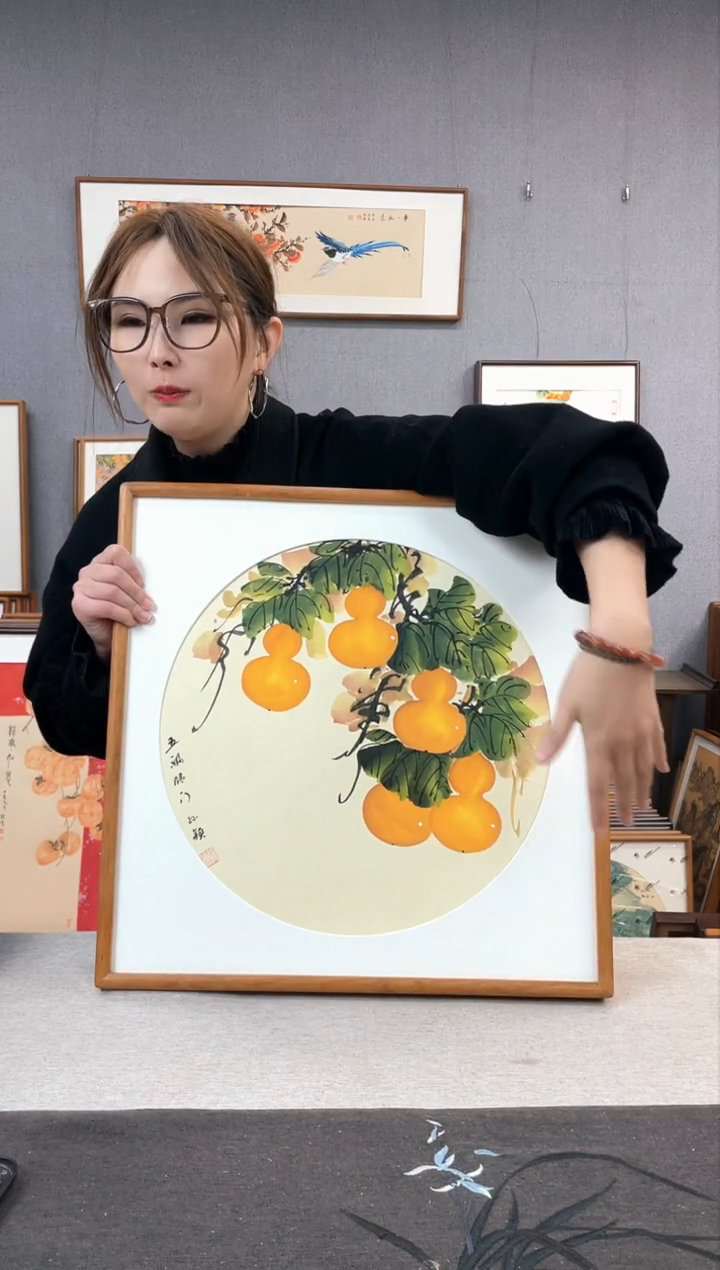 【闪购商品】国画孙颖-纯手绘带框作品-52*52-