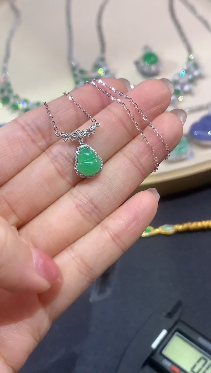 套链18K金镶嵌翡翠A535|4800