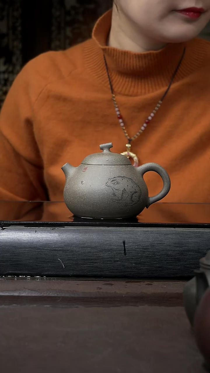 【闪购商品】紫砂茶壶蟹壳青 文旦 200cc 018