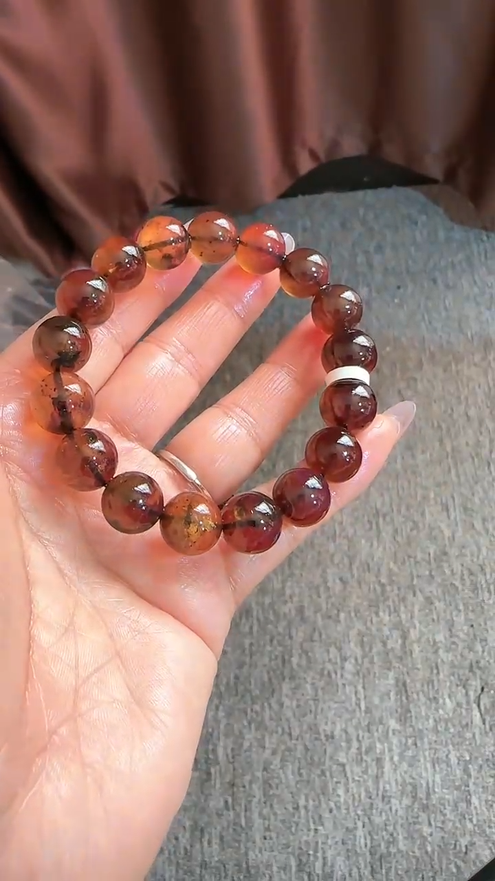【闪购商品】琥珀手链未镶嵌规格12微瑕灵草珀手串#91