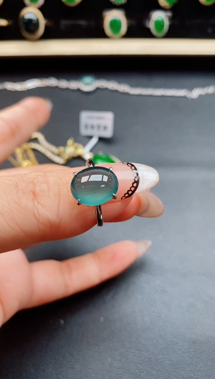 翡翠戒指银S925镶嵌508050