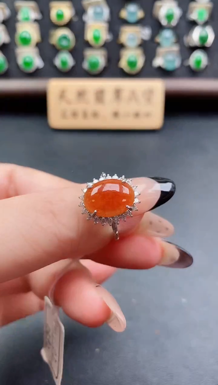 银S925镶嵌戒指翡翠1