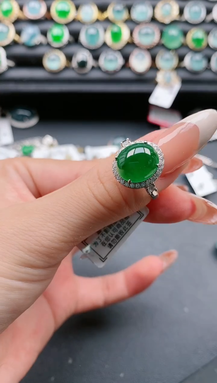 【闪购商品】翡翠戒指银S925镶嵌111111