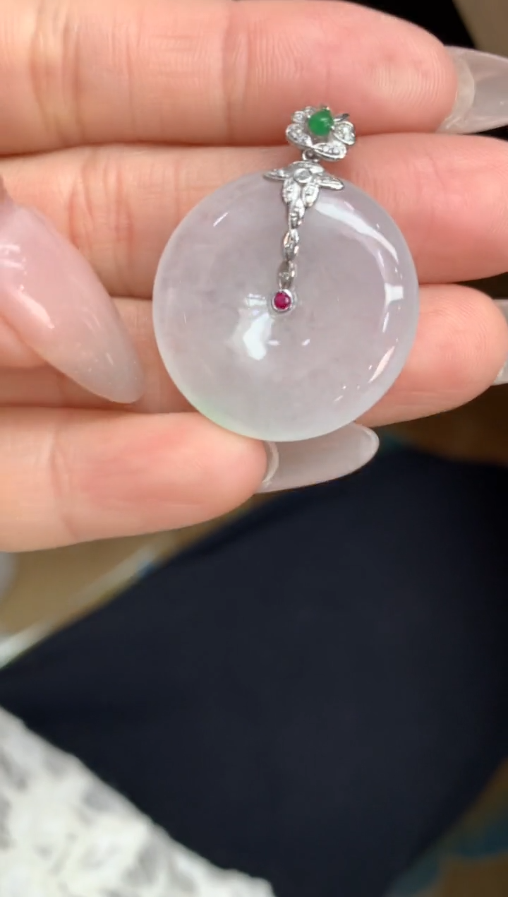 【闪购商品】翡翠颈饰18K金镶嵌平安扣