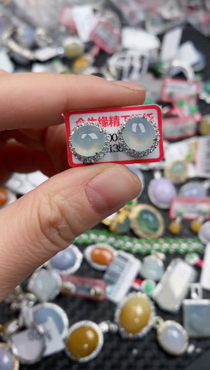 银S925镶嵌戒指翡翠12             1