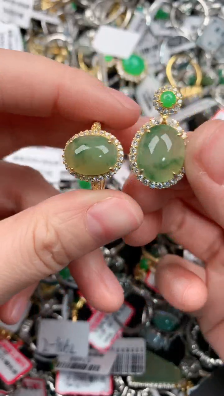 银S925镶嵌戒指翡翠10                     7