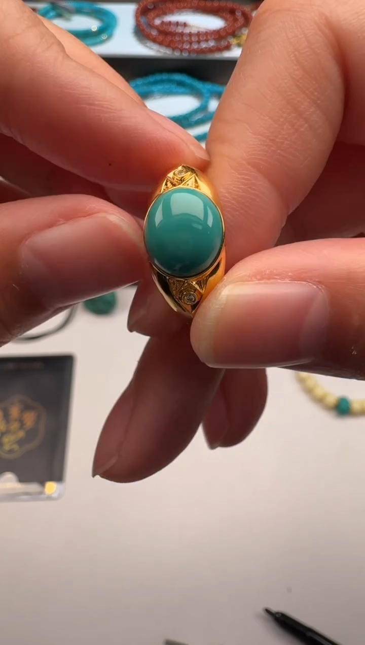 18K金镶嵌绿松石1111111就**～1111111