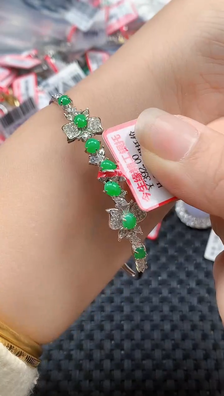 银S925镶嵌戒指翡翠天然A货缅甸翡翠