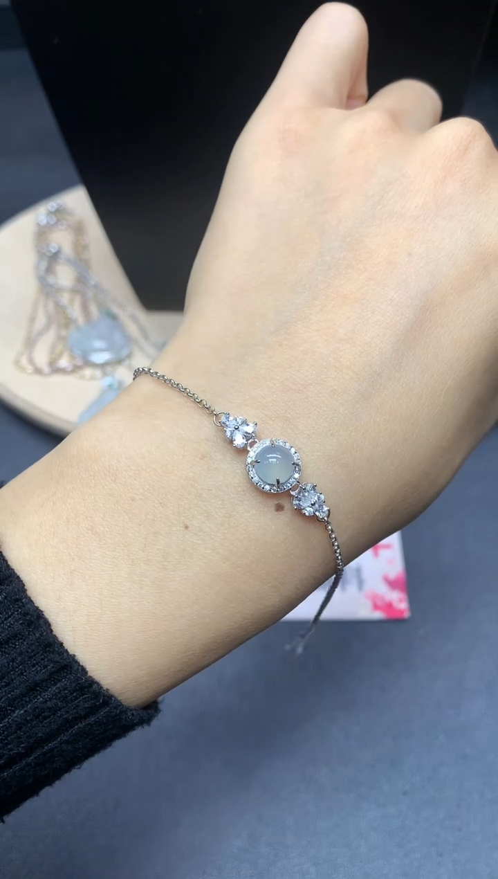 【闪购商品】翡翠手链银S925镶嵌蛋面【多样性发其一】