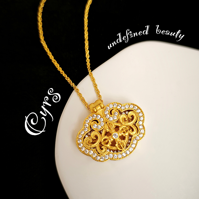 铜合金项链 克芮司Cyrs | 轻奢系列 可开盖金锁镀金简约百搭