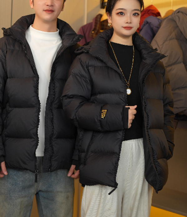 男女同款羽绒服女新款宽松时尚黑色白鸭绒外套