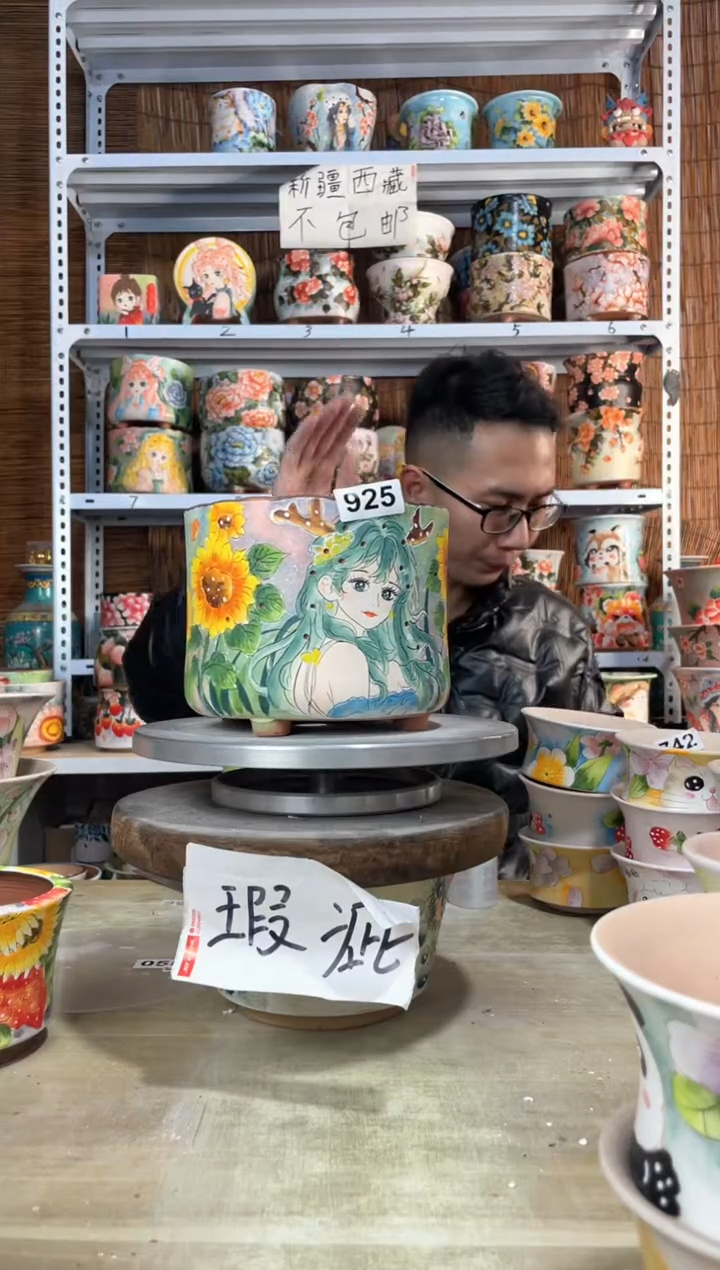 【闪购商品】摆件925陶花岛多肉陶瓷花盆罐——微瑕