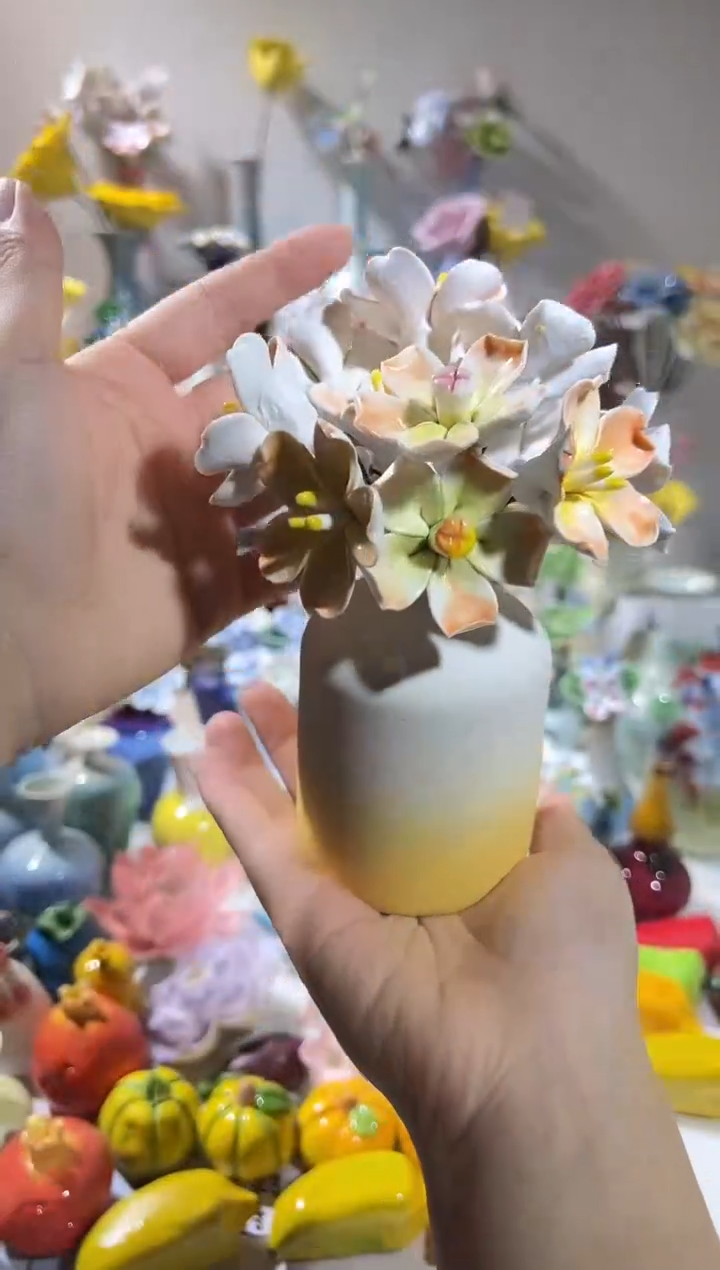 创意手工陶瓷花套组085