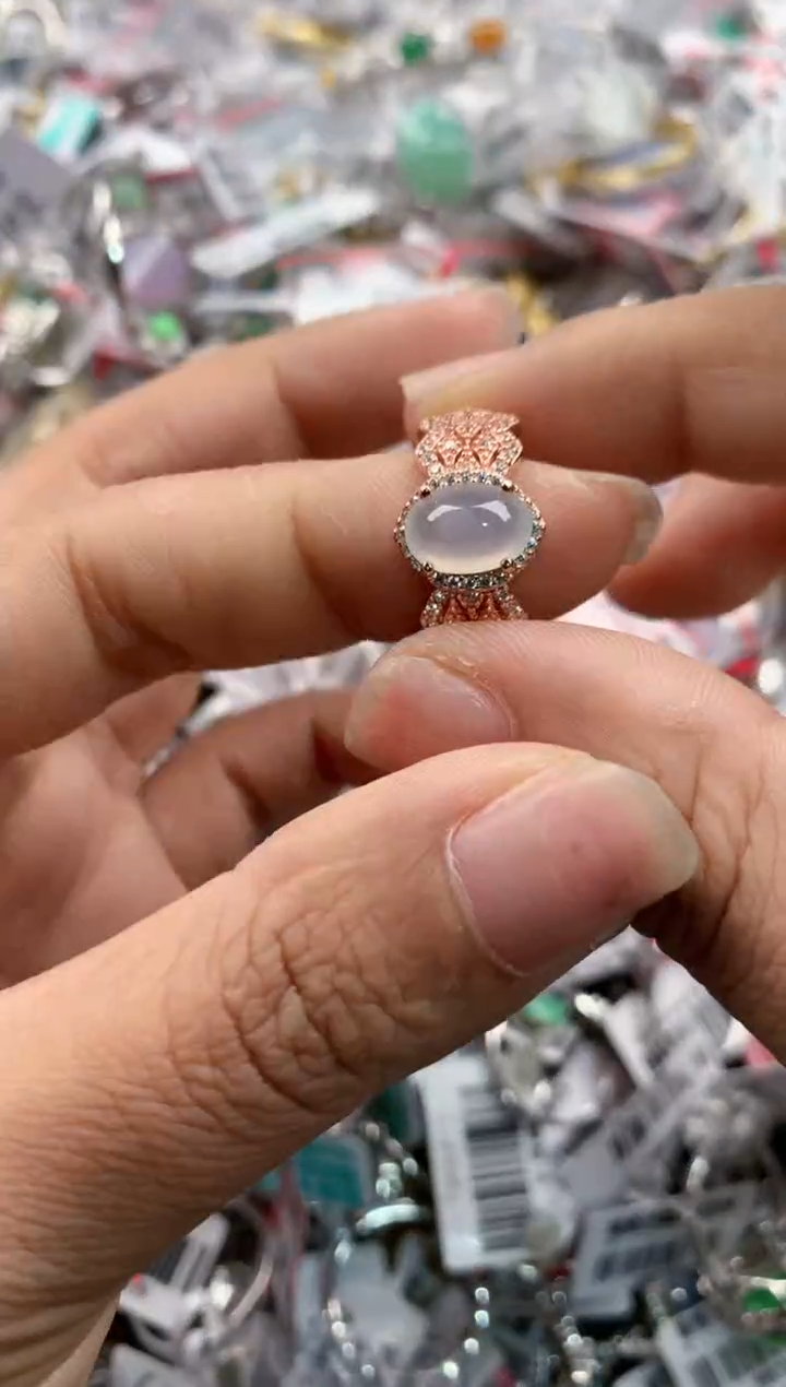 银S925镶嵌戒指翡翠1111---7