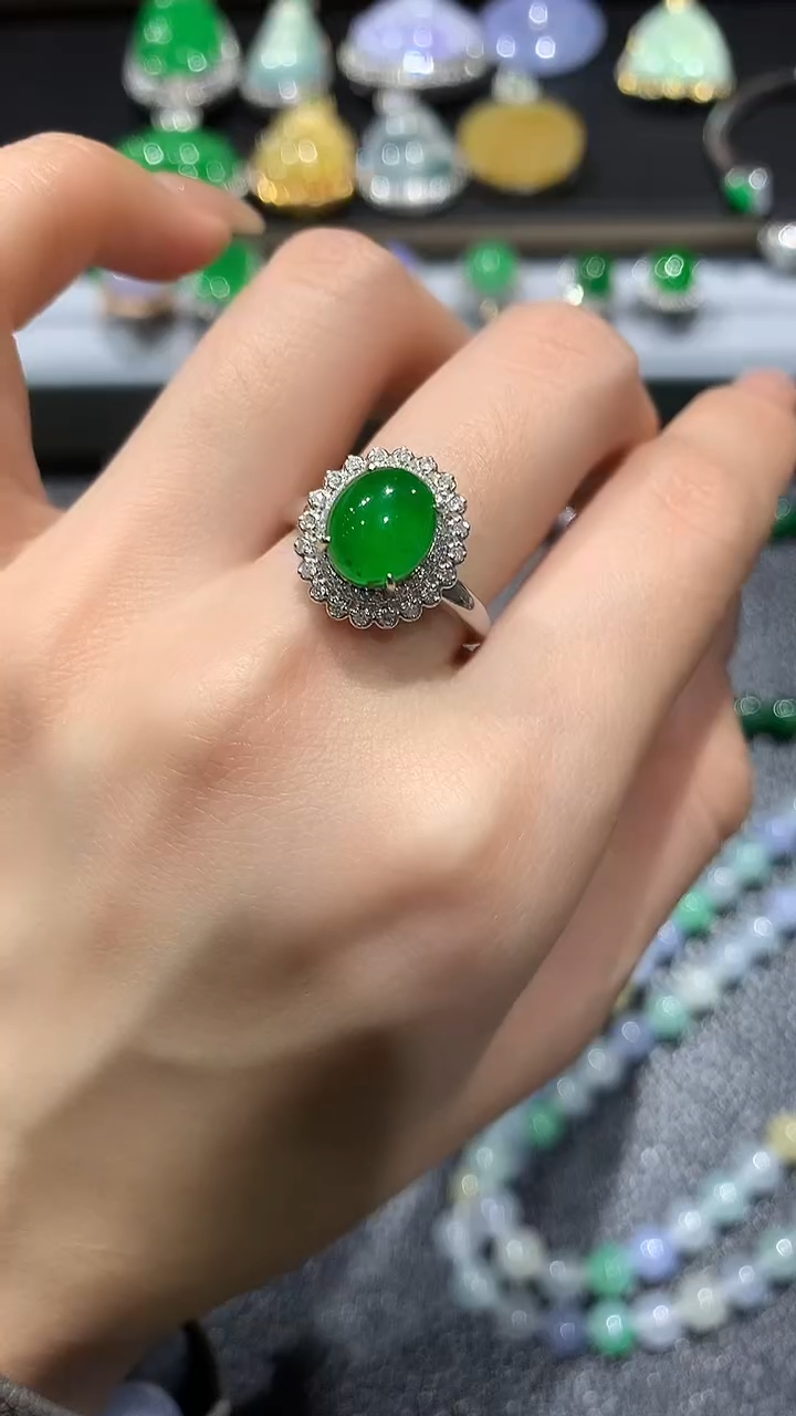 【闪购商品】翡翠戒指18K金镶嵌2团购