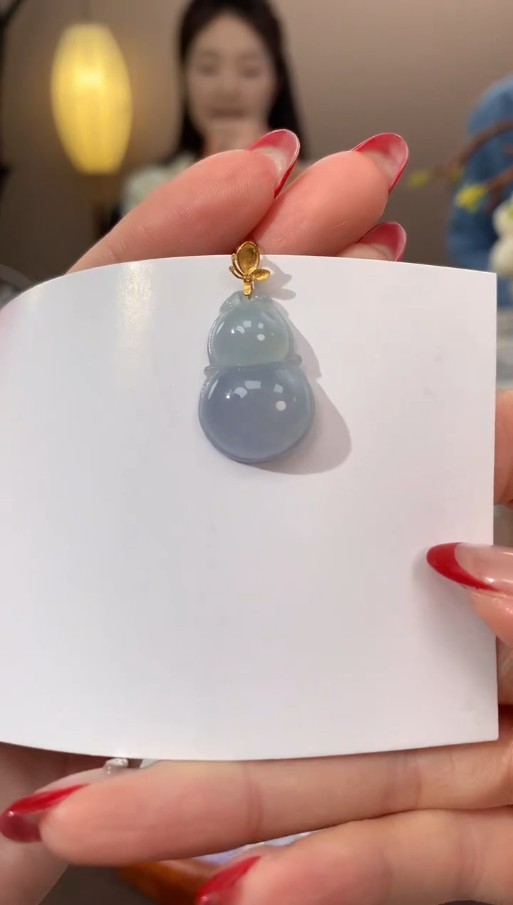 【闪购商品】翡翠颈饰18K金镶嵌天然缅甸a货翡翠