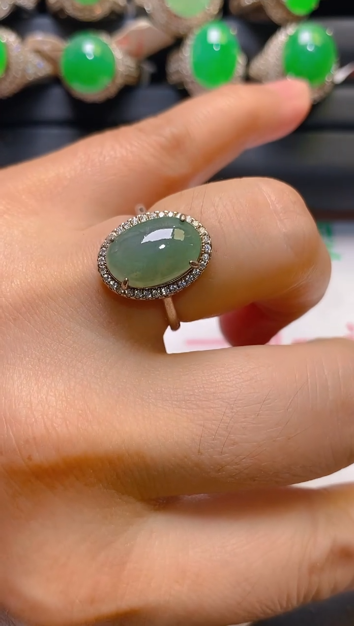 【闪购商品】翡翠耳饰银S925镶嵌天然A货翡翠1