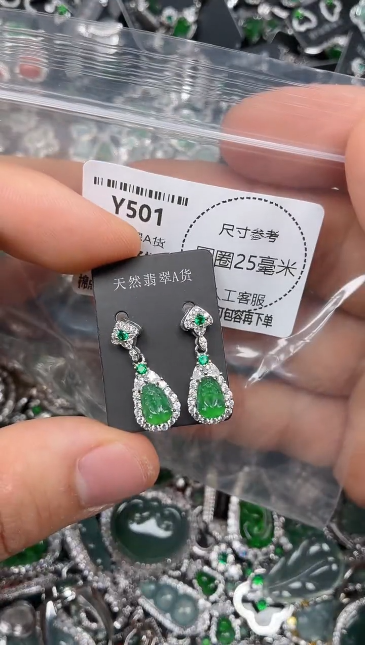 颈饰未镶嵌翡翠Y501耳钉