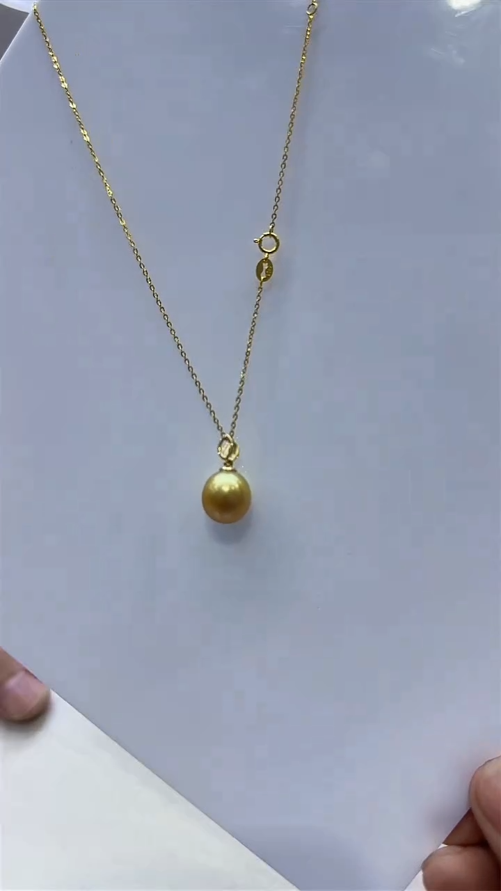 未镶嵌海水珍珠颈饰12-13mm鹅蛋形金珠吊坠！