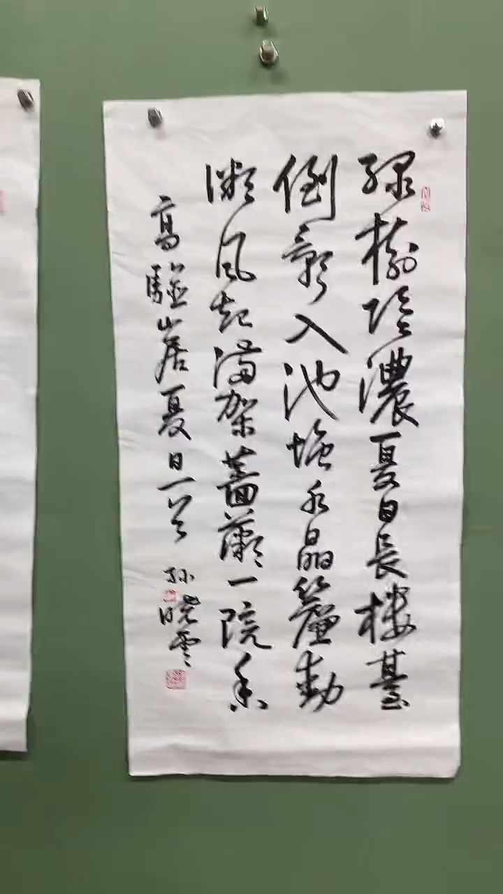 竖款精品三尺书法，绿树