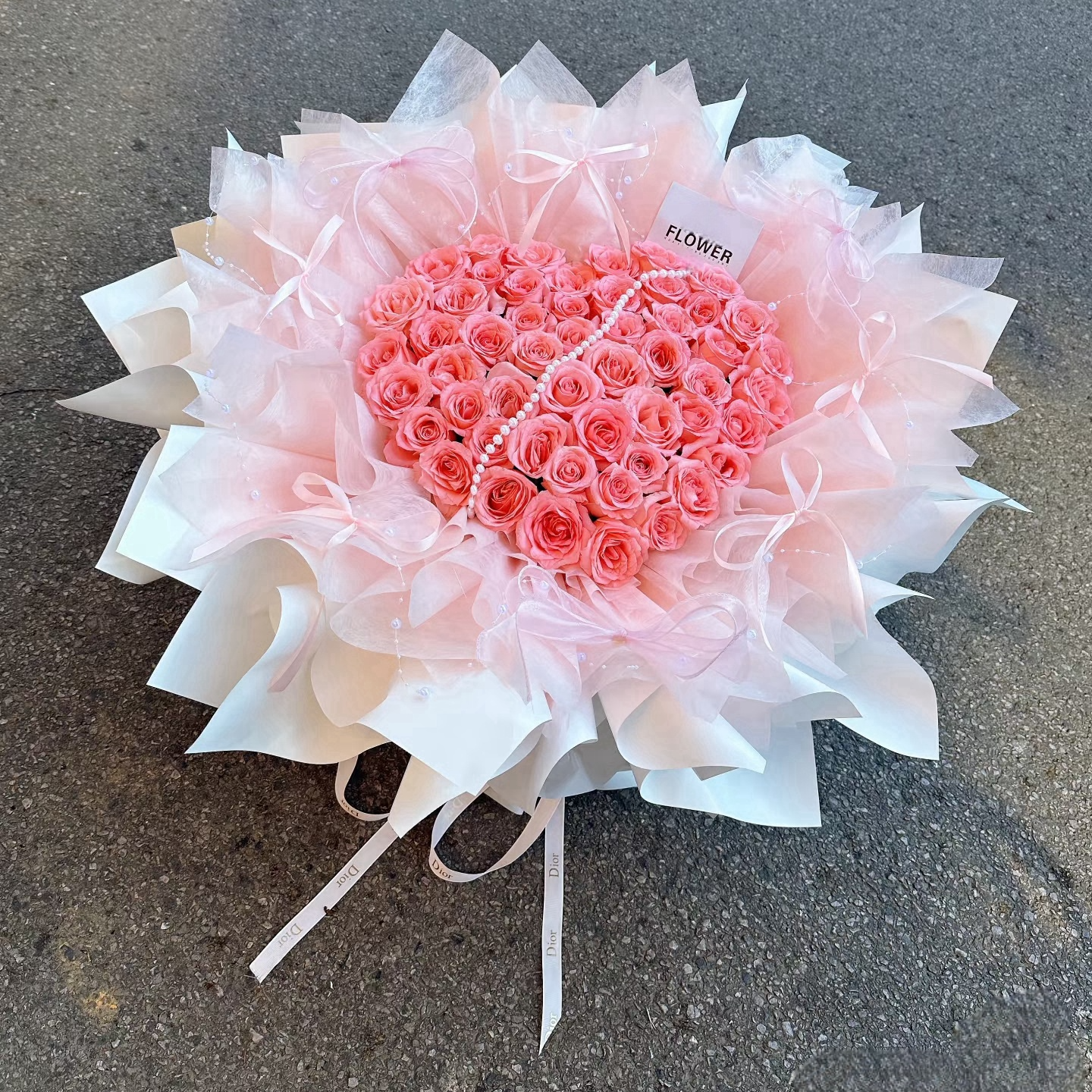 【女神专属】52朵粉玫瑰心形花束烂漫礼物