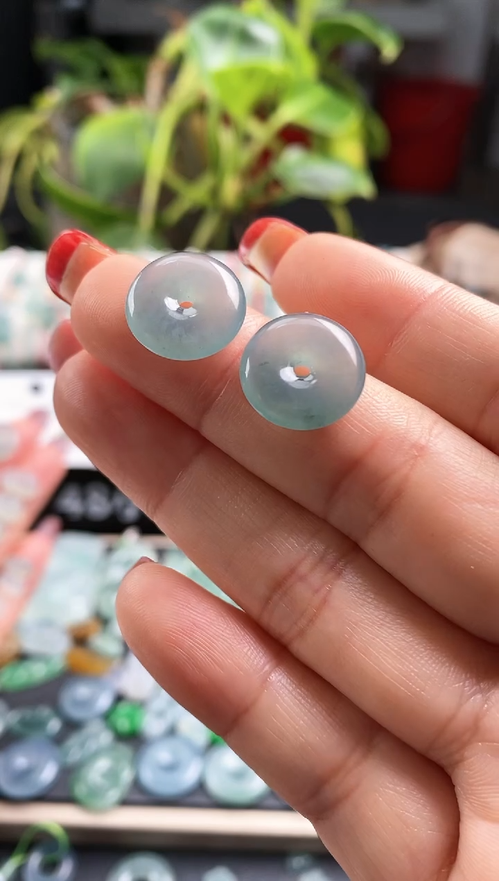 【闪购商品】翡翠散珠平安扣一对